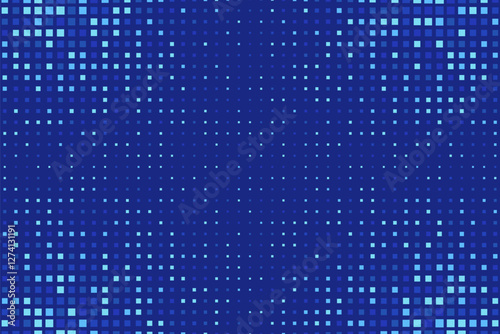 Abstract. Blue Digital Pixel Pattern Background. Technology or Science Research Presentation Backdrop.