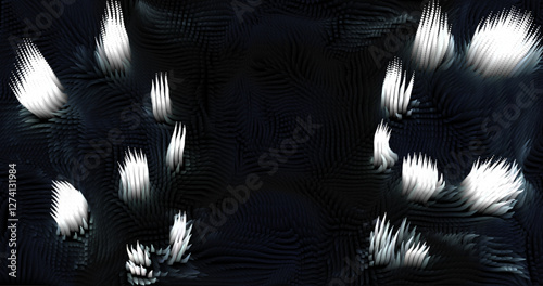 In shades of grey abstract texture created with Gradient flow and 3D structure imitate the movement of liquid or wind. Vibrant colors, volumetric waves and digital noise create a sense of depth and dy