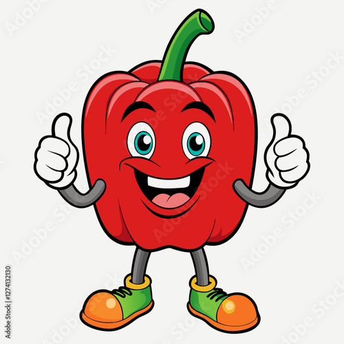 Happy Bell Pepper Character Vector – Positive & Fun Illustration