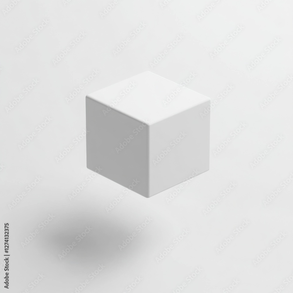 White Floating Cube on a White Background White Floating Cube on a White Background