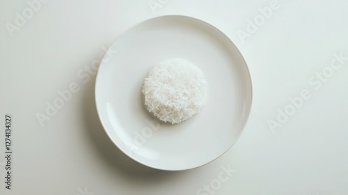White Rice on Plate, Minimalist Food Presentation