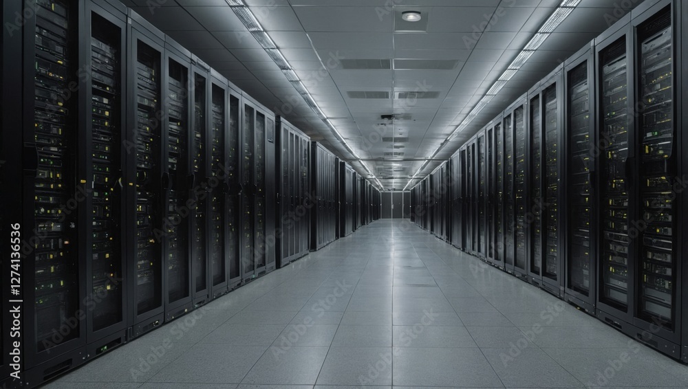 Fototapeta premium Server room, numerous computers, servers
