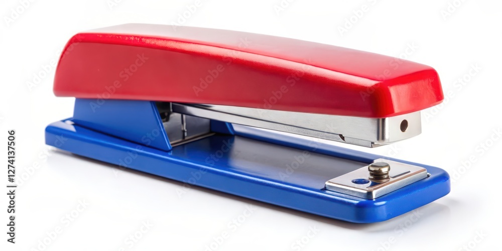Red and Blue Stapler on White Background Red and Blue Stapler on White Background