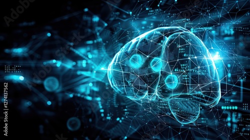 A digital representation of a brain, symbolizing technology and neuroscience.