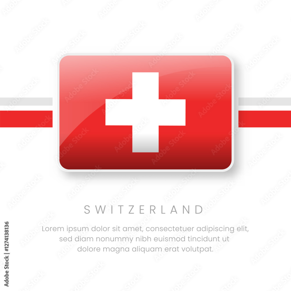 Obraz premium National Switzerland Flag.Vector Switzerland Button Flag. Realistic National Flag Design and Vector Template.