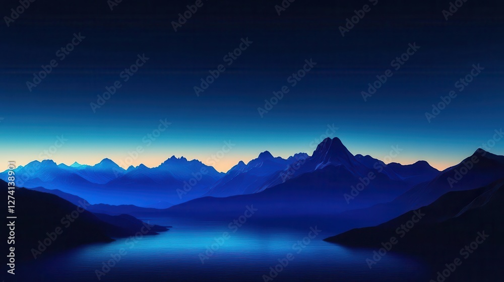 Fototapeta premium Elegant Gradient of Deep Blues and Midnight Hues Capturing the Enchanting Transition of Nightfall at Dusk