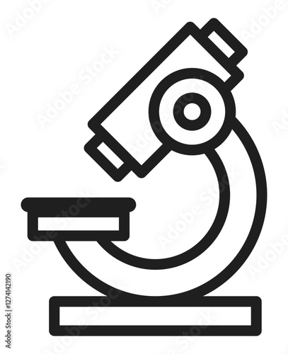 microscope icon representing scientific research laboratory analysis and medical diagnostics.