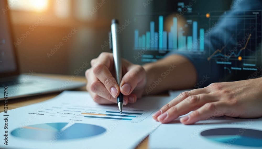 Person analyzes data charts with diagrams. Business strategy, marketing plan on papers. Financial analytics for company growth. Data analysis. Diagrams, graphs. Planning, reporting successful sales. Person analyzes data charts with diagrams. Business strategy, marketing plan on papers. Financial analytics for company growth. Data analysis. Diagrams, graphs. Planning, reporting successful sales.