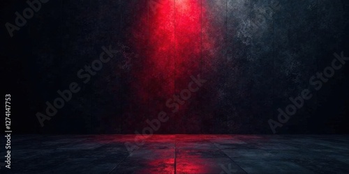 Dark Room with Red Light Illumination and Grungy Wall Texture