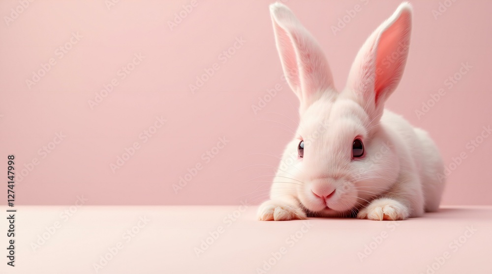 Obraz premium Adorable Rabbit in Pastel Background.