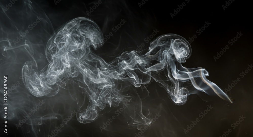 Fototapeta premium A surreal misty smoke effect with soft tendrils curling and merging in the air.