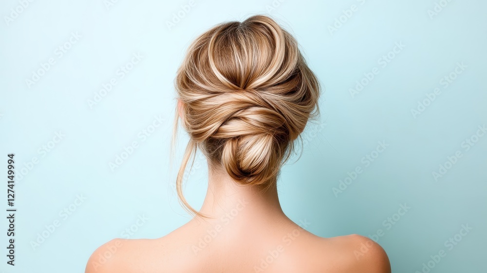 This image captures a stylish twisted hairstyle, showcasing the complexity and artistry of the design from the back with a subtle, calming background. This image captures a stylish twisted hairstyle, showcasing the complexity and artistry of the design from the back with a subtle, calming background.