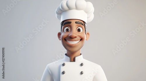 Wallpaper Mural Smiling cartoon chef, cooking, studio, neutral background, recipe illustration Torontodigital.ca