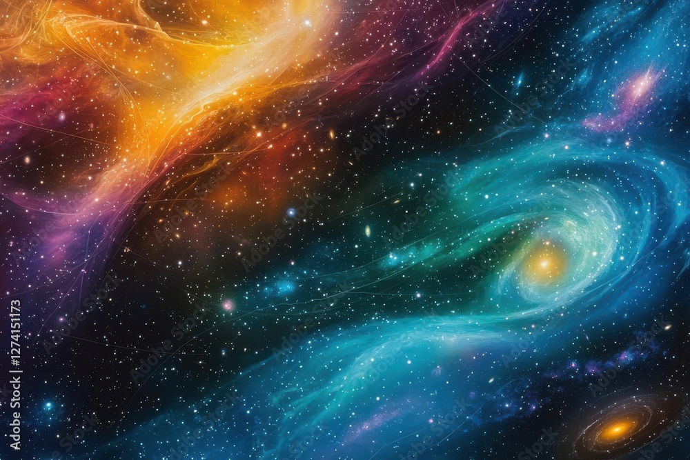 An artistic representation of cosmic strings creating ripples across the fabric of the universe An artistic representation of cosmic strings creating ripples across the fabric of the universe
