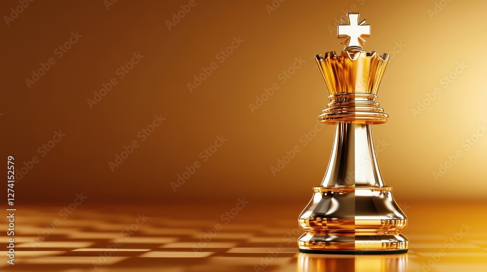 A stunning golden chess king is displayed elegantly, symbolizing power and strategy on a beautifully lit abstract background that enhances its grandeur. A stunning golden chess king is displayed elegantly, symbolizing power and strategy on a beautifully lit abstract background that enhances its grandeur.