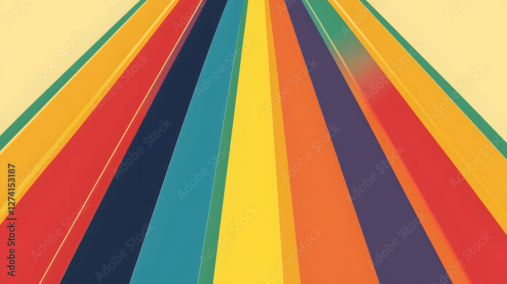 A flat vector graphic with retro rainbow stripes
A flat vector graphic with retro rainbow stripes