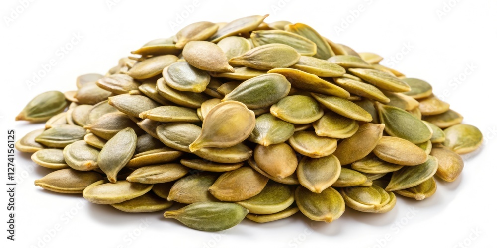 Pile of Pumpkin Seeds on White Background Pile of Pumpkin Seeds on White Background