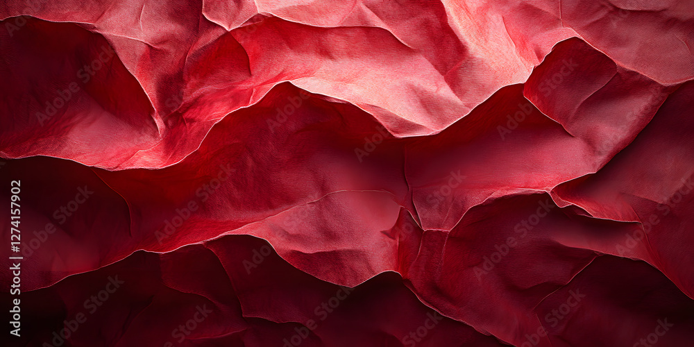 Close-up of crumpled red paper texture Close-up of crumpled red paper texture