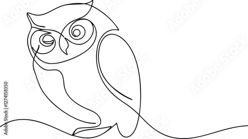 Single Line Owl Drawing, Minimalist Bird Art, Elegant Design