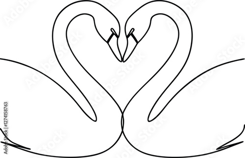 Two Swans Forming a Heart Love, Romance, Grace, Elegance, Purity, Beauty, Symbolism, Nature, Birds, 