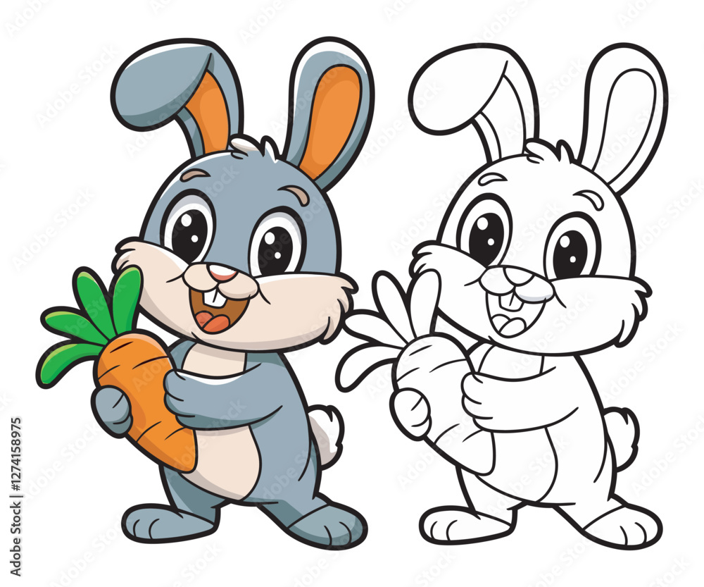 Cute Cartoon Rabbit Holding Carrot Vector Illustration,Happy Bunny with Carrot Cartoon Drawing,Cute Baby Rabbit with Carrot Digital Drawing Cute Cartoon Rabbit Holding Carrot Vector Illustration,Happy Bunny with Carrot Cartoon Drawing,Cute Baby Rabbit with Carrot Digital Drawing