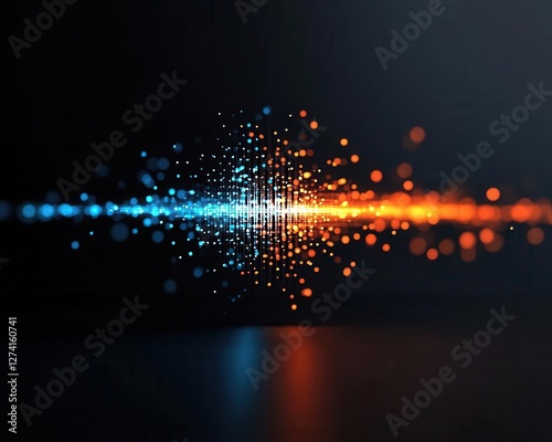 A quantum experiment with photons passing through a doubleslit in slow motion, symbolizing quantum interference