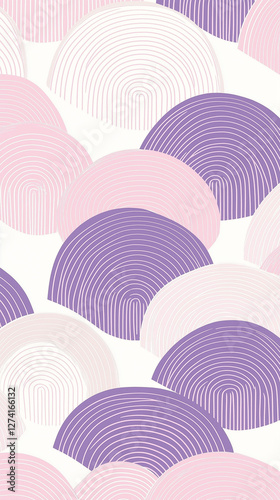Half circle shapes with lines within in muted colors