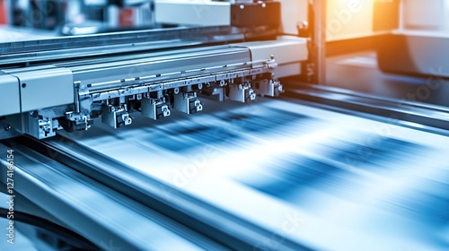 Close-Up of Industrial High-Speed Printing Machine in Operation