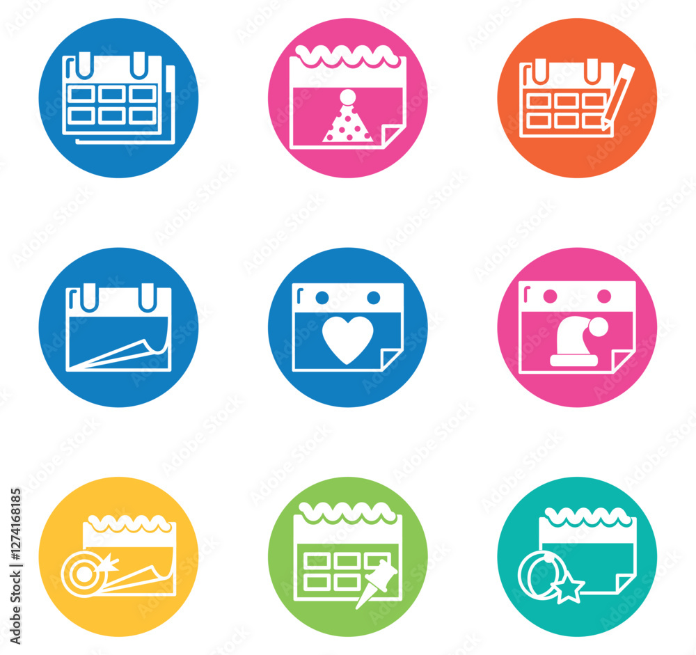 Vector set of calendar icons with white background Vector set of calendar icons with white background