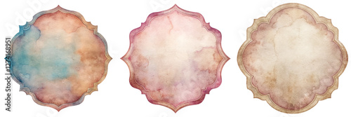 watercolor texture backgrounds, decorative frame designs, soft pastel colors, artistic vintage style, perfect for invitations.