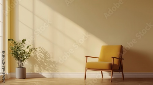Living area with cushy armchair, soft throw, and a warm color palette, guest house warmth