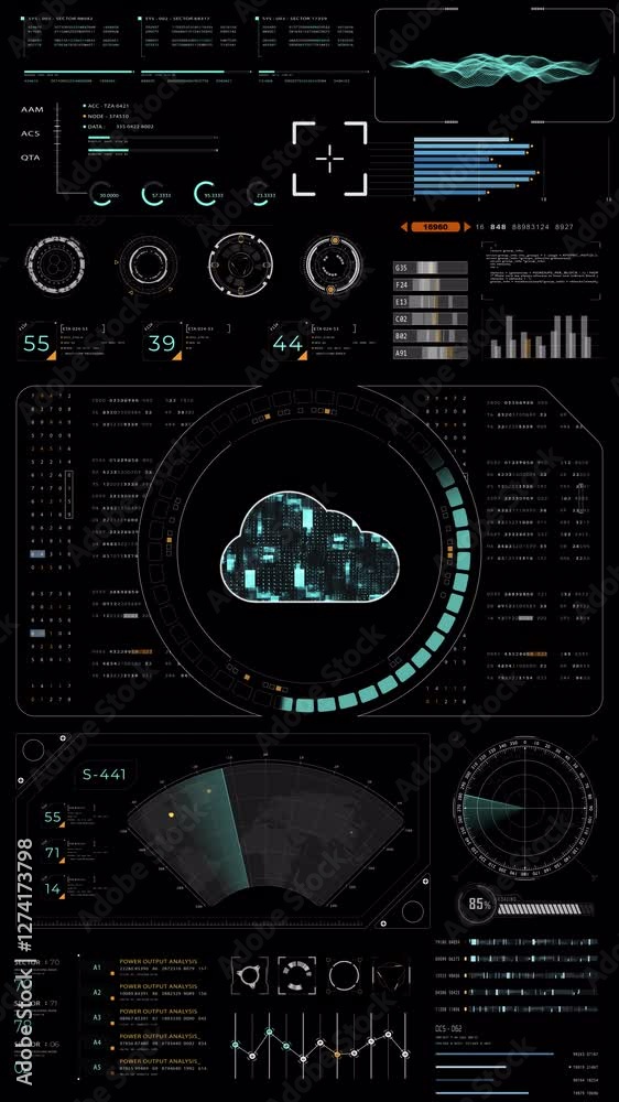 Motion graphic of Blue digital cloud computing with circuit panel HUD UI and futuristic technology abstract background storage big data backup vertical video concepts Alpha channel included Motion graphic of Blue digital cloud computing with circuit panel HUD UI and futuristic technology abstract background storage big data backup vertical video concepts Alpha channel included