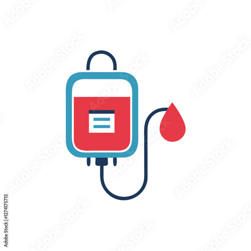 Blood bag icon, colorful design, blood transfusion with drop, on white background