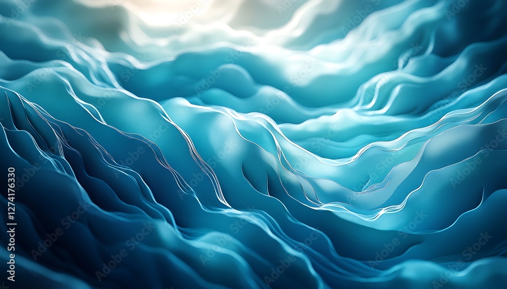 Obraz premium Abstract blue waves, light, texture, background