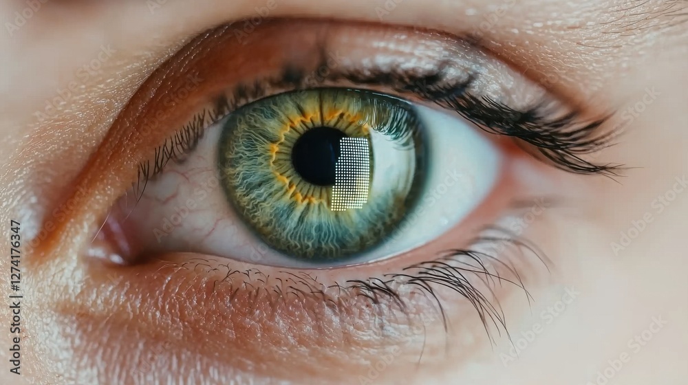 Captivating Digital Eye with Embedded Fingerprint Symbol Captivating Digital Eye with Embedded Fingerprint Symbol