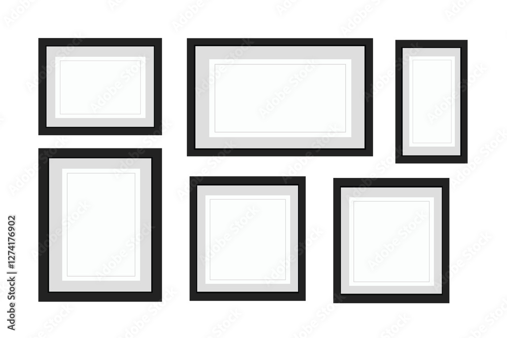 Collection realistic picture frame isolated on white background. For your text here.