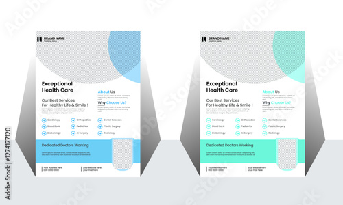 Medical flyer design template set, Flyer in A4 for medical services, Healthcare Flyer design, Medical Services Flyer Design,  Abstract medical flyer design, healthy life Flyer Design.