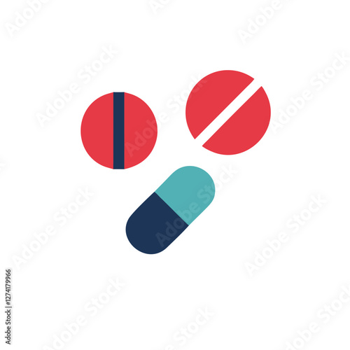 Pills icon, colorful design, various medication shapes, on white background