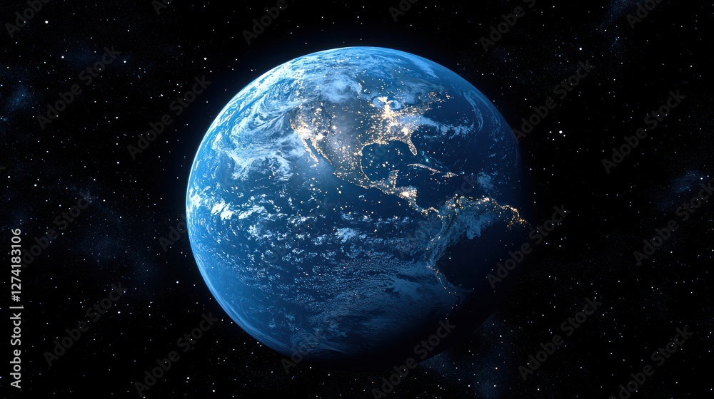 Fototapeta premium Majestic Earth: A Nighttime View from Space