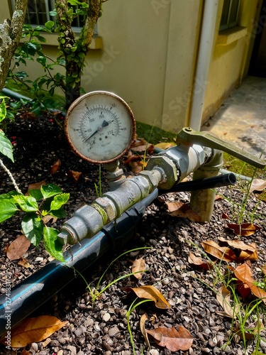 Wallpaper Mural An old water pump, often made of metal or wood, evokes a sense of history and nostalgia, symbolizing past methods of water retrieval in rural or vintage settings, old water pump Torontodigital.ca