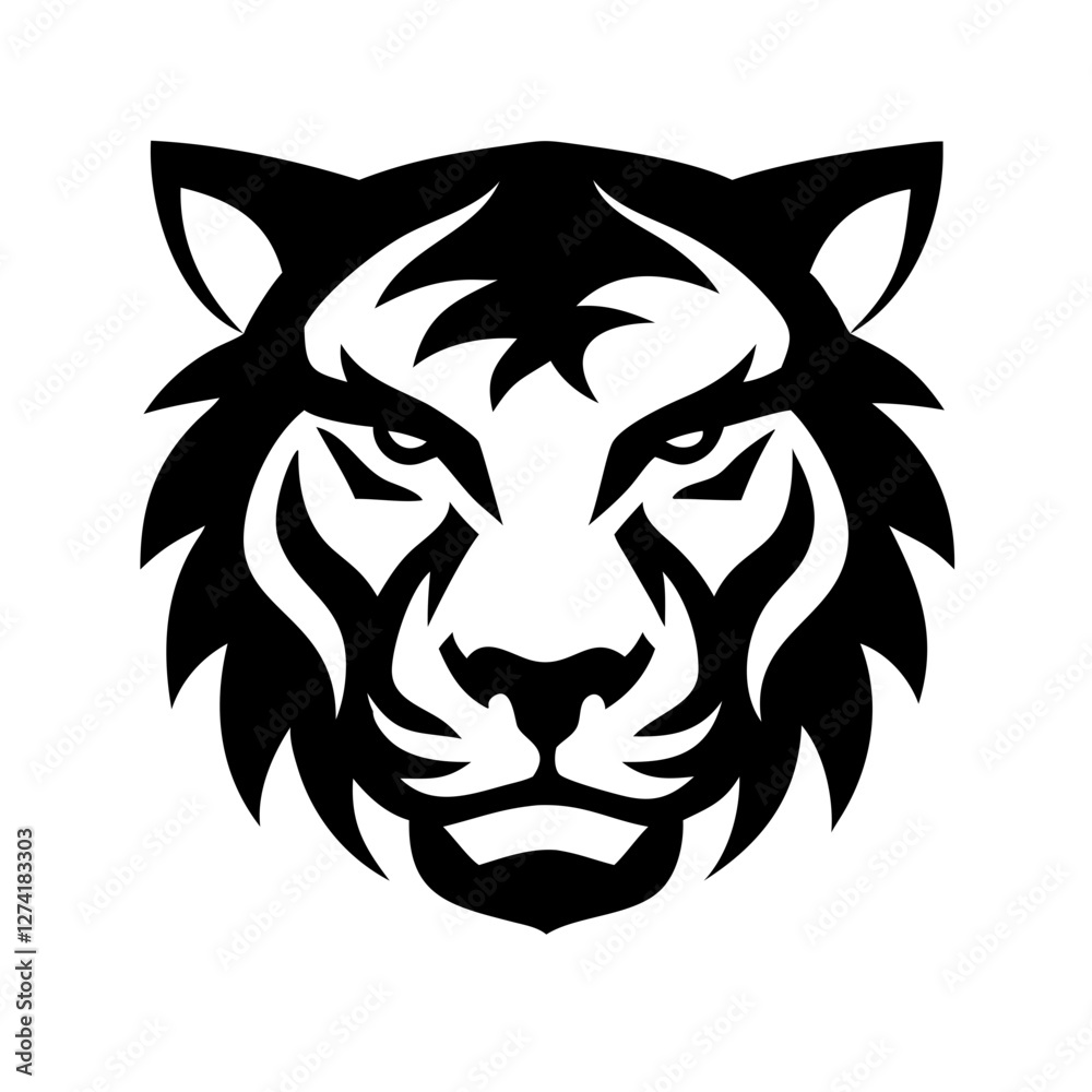Obraz premium Elegant tiger head logo with fine detailing, suitable for premium brands and fashion labels.