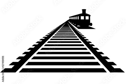 Railway train track vector silhouette on white background