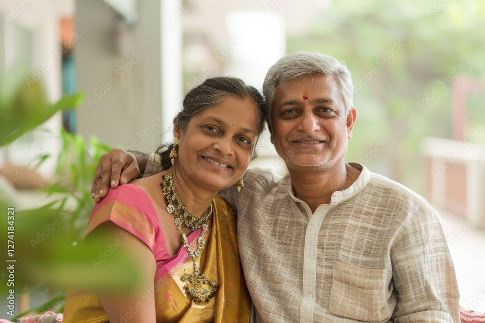 Portrait of a content indian couple in their 40s planning a future together Portrait of a content indian couple in their 40s planning a future together