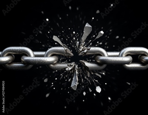 Broken Silver Chain Explosion on Black