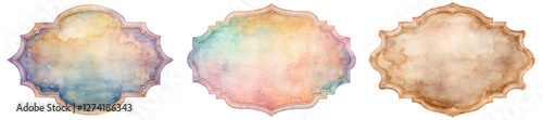 Watercolor texture backgrounds, soft pastel hues, decorative frames, artistic design elements, versatile for invitations.