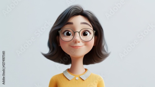 Smiling girl, 3D render, studio, light background, avatar