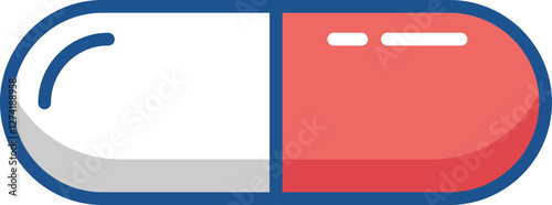 Bright, clean vector illustration of a capsule pill. Perfect for medical websites, healthcare apps, pharmaceutical designs, and health infographics.