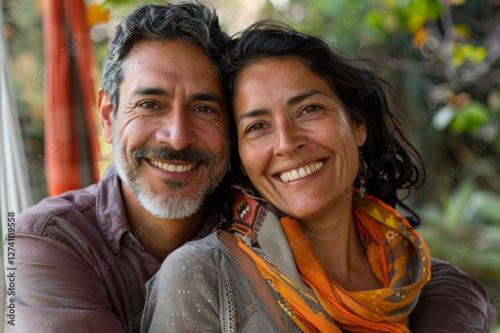 Portrait of a smiling multicultural couple in their 40s planning a future together Portrait of a smiling multicultural couple in their 40s planning a future together
