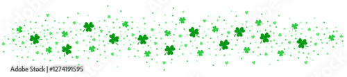 Abstract three four leaf clovers sample elements for St Patrick's Day on isolated transparent background banner