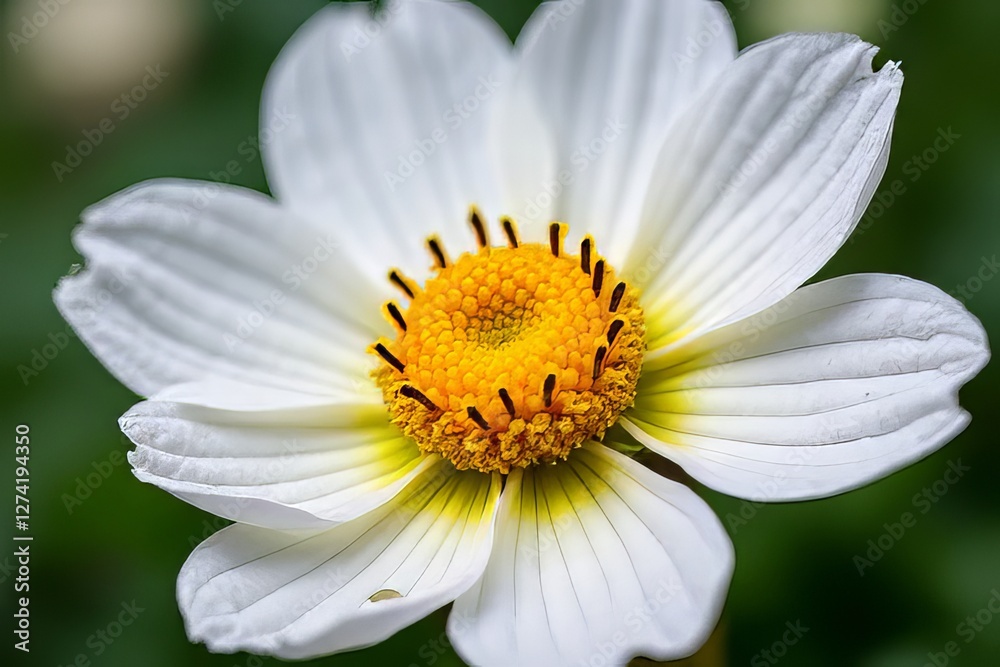 Close Up of a Beautiful White Flower with Yellow Center
